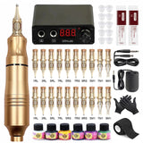 Professional Tattoo Kit Complete Rotary Pen Tattoo Machine Kit with Cartridges Needles Permanent Makeup Tattoo Set for Body Art