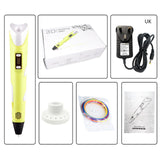 3D Pen Screen DIY 3D Printing Pen With ABS PLA Filament Creative Toy Gift 3 D Printer Pen Drawing For Kids Christmas Birthday