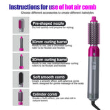 5 In1 Hair Dryer Comb One Step Multi Functional Hair Curling Styling Straightener Curler Electric Air Iron Wand Brush
