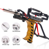 Powerful Slingshot with Wrist Rest Hunting Fishing Shooting Darts Steel Balls Laser Slingshot Stainless Steel Catapult Outdoor