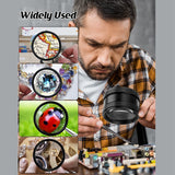 35X Handheld Optical Magnifying Glass - Detachable Metal Dual Lens Loupe High Definition Mini Portable Pocket Loupe