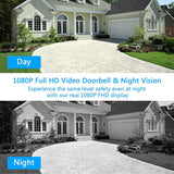 Video Doorbell Camera 1080P Wireless Door Bell With Chime, PIR Motion Detection,Night Vision, Free Cloud Storage-US Plug