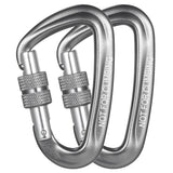 2pcs Carabiner Clips D-Shaped Buckles with Screw Locking Gate Camping Carabiner for Backpacking Camping Hiking Climbing