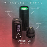 Ambition Soldier Wireless Tattoo Pen Machine Battery with Portable Power Brushless Motor Digital LED Display