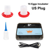 12/15Eggs Incubator Fully Automatic Temperature Control Water Replenishment Thermoregulator Brooder for Chicken Goose Bird Quail