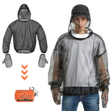 TOMSHOO Outdoor Hooded Bug Jacket Anti-mosquito Mesh Insect Shield Jacket Clothing with Gloves for Camping Hiking Fishing