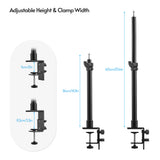 Photography Metal Mount Stand Tabletop C-clamp Mount Light Stand 36cm-60cm/14.2in-23.6in Adjustable Height 1/4 Inch Top Screw