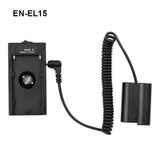 NP-F970 F750 Battery Plate Holder Adapter + EN-EL15/EN-EL14 Dummy Battery Coupler for Nikon D7000/D800/D800E Cameras