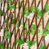 Greenhouse Gate Garden Screening Fence Trellis Privacy Screen Expandable Indoor Wooden Hedge Backyard Artificial Flower Leaves