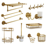 Antique Carved Bathroom Hardware Sets Solid Brass European Bathroom Accessories Set Brushed Bathroom Products (shelf/towel Rack)