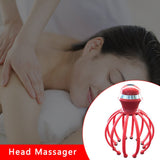 Upgraded Head Massager Electric Manual Dual-use Rechargeable New Steel Ball 12 Claw Head Massager Red