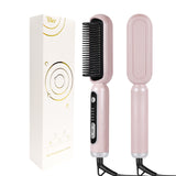 Hair Straightener Brush Hot Comb Ceramic Electric Hair Curling iron Anti Scald  Ionic Straightening Brush Styling Tool 2 In 1