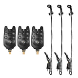 Fishing Bite Alarms Set Digital Fishing Alarm Kit LED Alarm Indicator Alert Bell Swinger Fishing Tackle with Zippered Box