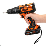 Rechargeable 21V Electric Drill Cordless 2 Speed Adjustable Wireless Electric Screwdriver 18+3 Clutch Setting Power with Battery