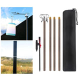 Camping Lantern Stand Folding W/ Ground Nail Lightweight Garden Planter Hanger Aluminum Alloy Rod Lamp Pole for Backpacking BBQ