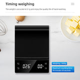 3KG/0.1g Electronic Kitchen Scale LCD Digital Precision Scale With Timer Scale Smart Coffee Scale Household Food Scale with Pad
