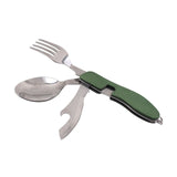 4 In 1 Outdoor Tableware Set Camping Cooking Supplies Stainless Steel Spoon Folding Pocket Kits Home Picnic Hiking Travel Tools