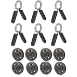 8Pcs 95Mm Black Bearing Pulley Wheel Cable &amp; 6 Pack 1 Inch (25 Mm) Barbell Clip Clamps-Dumbbell Spring Collars