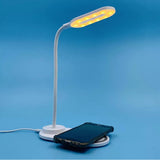 Quick Wireless Charging LED Table Desk Lamp Portable Eye Protect 360 Degree Flexible Press Control Night Light - White