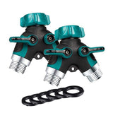 2pc Garden Y Hose Connector Metal Body Water Faucet Splitter With Comfortable Rubberized Grip Ose Splitter Heavy Duty Adapter