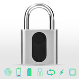 Waterproof USB Charging Fingerprint Lock Smart Padlock Door Lock 0.1sec Unlock Portable Anti-theft Fingerprint Lock Zinc
