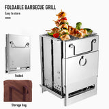 Ultralight Wood Stove Stainless Steel Foldable Mini Charcoal Grill Lightweight Barbecue Grill for Camping Garden Outdoor Picnic