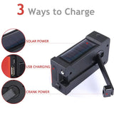 Emergency Solar Power Hand Crank Generator 2000mAh Bank AM/FM Radio Dynamo LED Flashlight Phone Charger