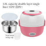 Mini Electric Rice Cooker Stainless Steel 2/3 Layers Steamer Portable Meal Thermal Heating Lunch Box Food Container Warmer