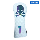 Golf Wood Cover Skull Gradient for Driver Fairway Hybrid Waterproof PU Leather Golf Club Cover Protector Golf Headcover