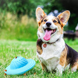 Upgraded Dog Treat Ball Toy IQ Interactive Food Dispensing Puzzle Feeder Ball Natural Rubber Puppy Toys Tooth Cleaning (UFO)