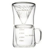 Koonan Double Layer Coffee Filter Set V60 Glass Coffee Dripper Coffee Pot Brew Coffee Filter Funnel Reusable Coffee Jug