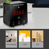 Air Quality Monitor for CO2 HCHO TVOC AQI Professional Electrochemical Sensor Detector Rechargeable Real Time LED Display