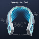 Mini Neck Fan Portable Bladeless Fan USB Rechargeable Leafless Hanging Fans Air Cooler Cooling Wearable Neckband Fans