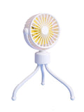 Stroller Fan Mini Portable Fan LED Light Camping USB Rechargeable Fan With Flexible Tripod Mini Handheld Fan
