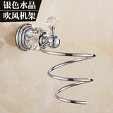 Modern Clear Crystal Bathroom Accessories Sets Silver Polished Chrome Bathroom Products Solid Brass Bathroom Hardware Sets jk6