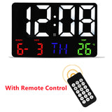 LED Digital Wall Clock Temperature Date and Day Display Electronic LED Clock with Remote Control Display Wall Clock
