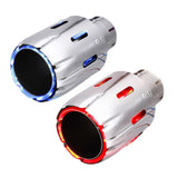 Unil Car Exhaust Tail Throat Blue Red LED Stainle Steel muffler Spray Device Light Modulator Styling 63mm
