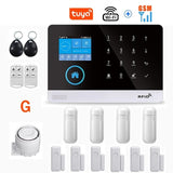 Wireless WIFI GSM Home Security Alarm System For Tuya Smart Life APP With Motion Sensor Detector Compatible With Alexa &amp;