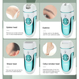 4in1 electric women epilator female shaver leg body hair removal lip chin depilatory lady bikini trimmer facial hair remover