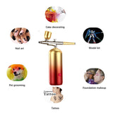 0.3mm Air Compressor Kit Air Brush Paint Spray Gun Gradient Airbrush for Nail Art Tattoo Craft Cake Nano Fog Mist Face Sprayer