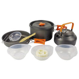 Camping Cookware Kit Outdoor Aluminum Cooking Set Water Kettle Pan Pot Travelling Hiking Picnic BBQ Tableware Equipment