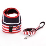 CN Adjustable Dog Collar Harness Leash Creative Navy Suit Style Chest Strap Secure Traction Rope for Small Medium Dogs Cats
