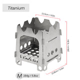 Lixada Titanium Outdoor Camping Stove Portable Ultralight Folding Wood Stove Pocket Stove Camping Fishing Hiking Equipment