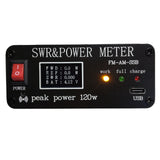 Universal FM-AM-SSB 1.8MHz-50MHz SWR Power Watt Meter SWR Meter Peak Power 120W Black 1000mAh