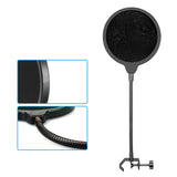 Microphone Pop Filter Dual Layered Wind Pop Screen Mic Shield Pop Filters With Flexible Metal Gooseneck Microphone Accessories