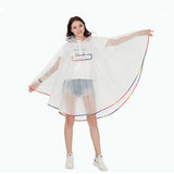 2020 New Fashion  EVA Plasitc Transparent Women Rain Poncho Rain Cape Waterproof Raincoat for Hiking Biking