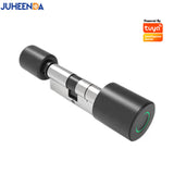 Juheenda Tuya Smart Cylinder Lock Electronic Bluetooth APP Remote Biometric Fingerprint Lock Anti-Theft Security Home Door Lock