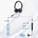 New Bee H360 3.5mm/USB Wired Telephone Headset Call Center Earphone with Mic On Ear Computer Headphone Volume Control Headset