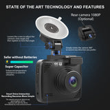 4K 3840*2160 WIFI GPS Dash Cam Recording Car Camera Night Vision WDR  G-Sensor Motion Detection 1080P Rear Camera