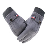 Autumn Winter Men Women Gloves Suede Warm Thermal Fleece Split Finger Gloves Outdoor Sport Driving Male Touch Screen Mittens